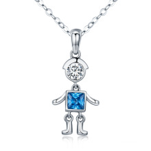 925 Sterling Silver Necklaces with Cute Figure Cool Boy & Girl Pendant